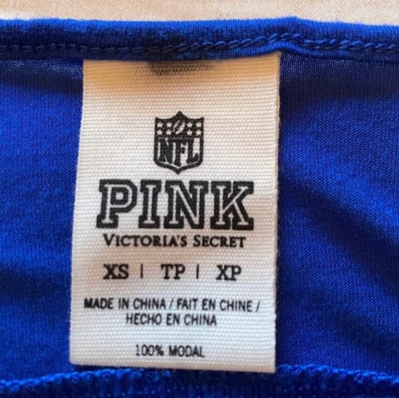 VS VICTORIA SECRET PINK COLTS OFF SHOULDER LIGHTWEIGHT OVERSIZED TOP FOIL BLING - Picture 4 of 4